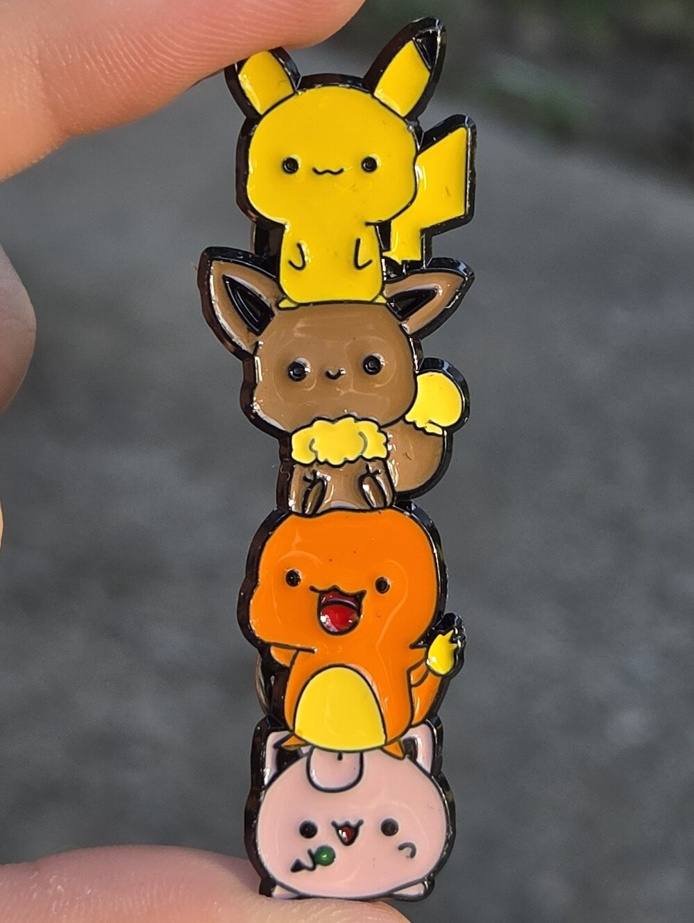 Pokemon Yellow, Brown, Orange & Pink Stacked Pet Enamel Pin